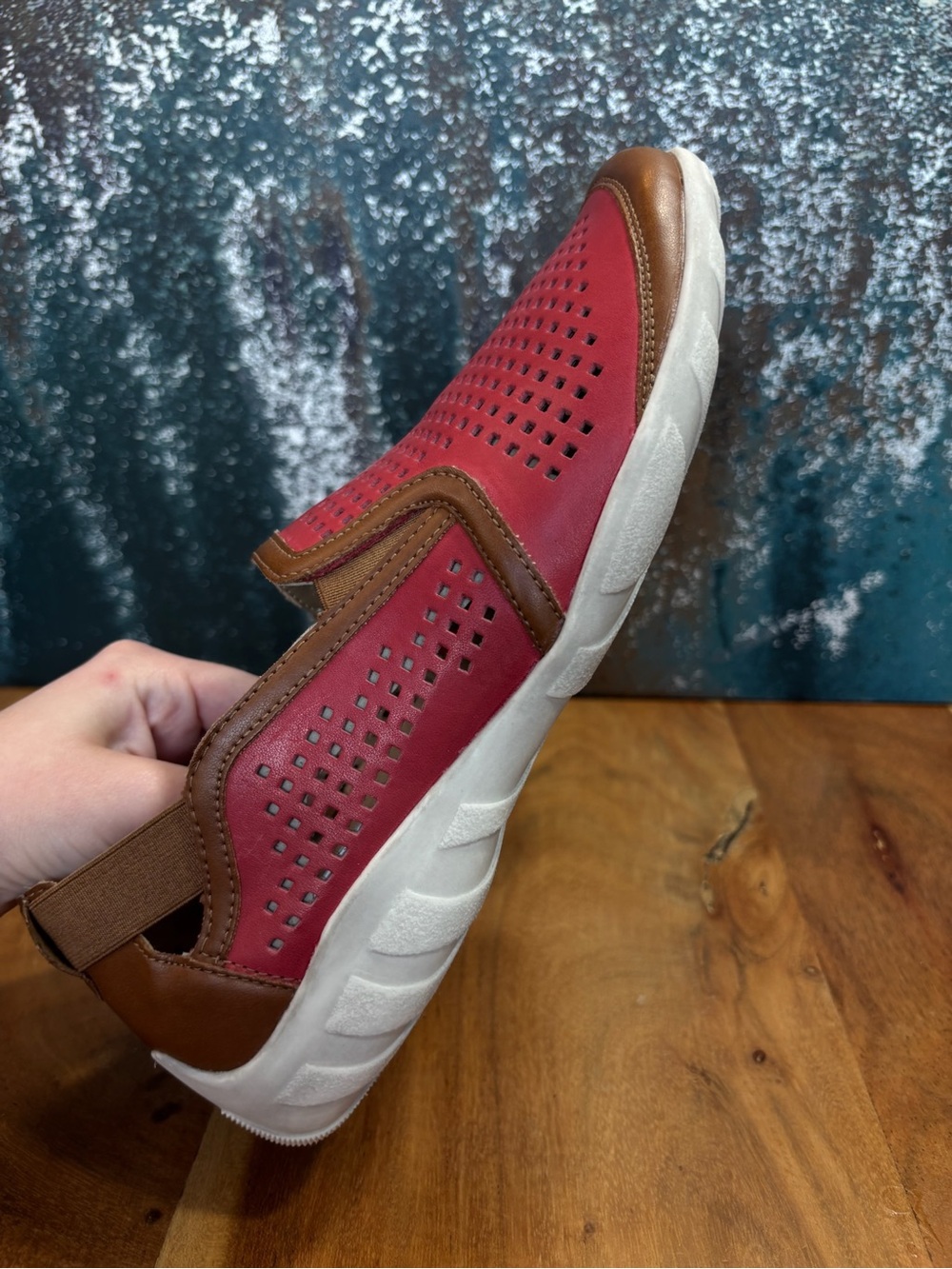 Remonte Colorblock Liv 21 Red‎ Perforated Leather Loafers Size 8 VGUC - Picture 10 of 10